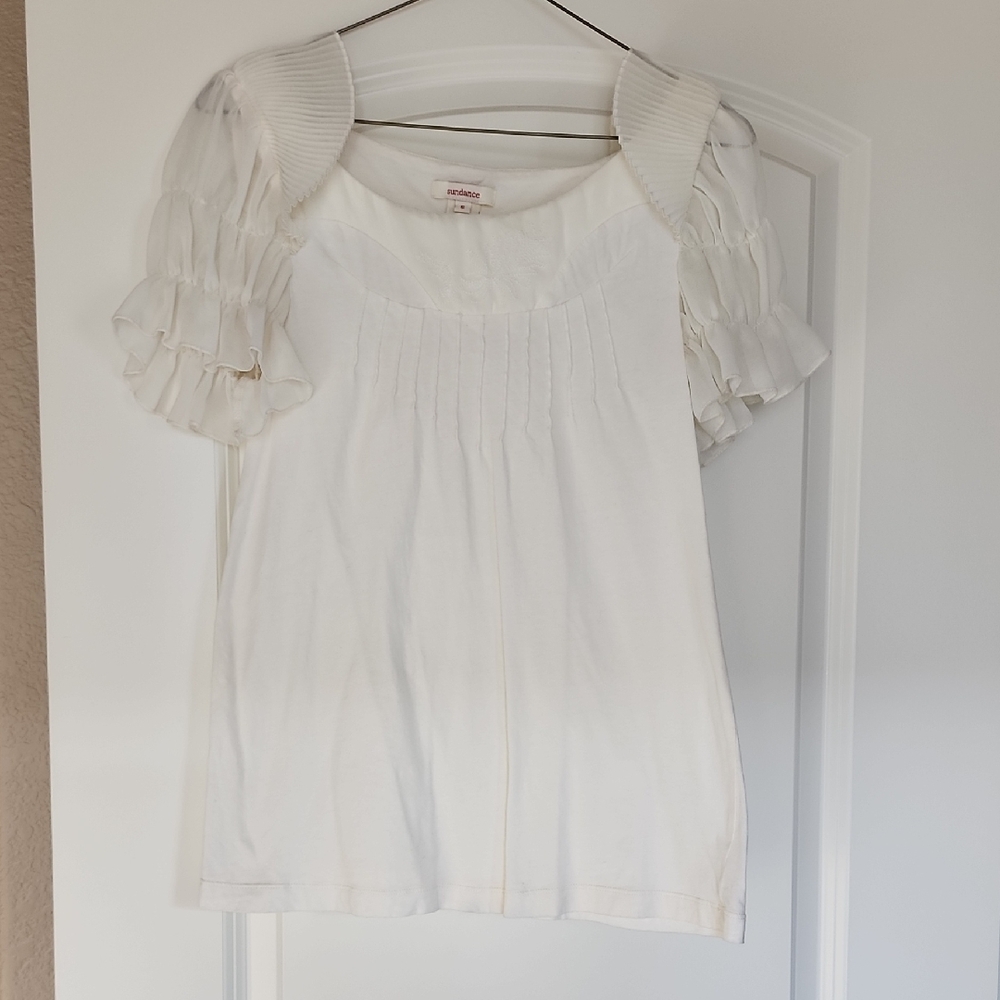 Sundance Cream Blouse with Pleated Sleeves